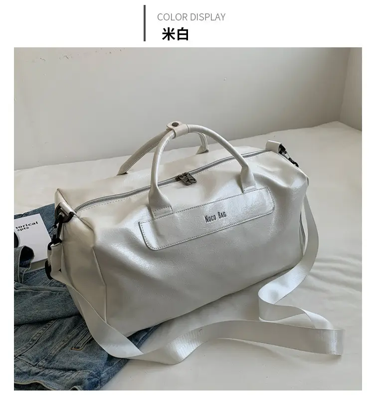 White PU Leather Travel Bag for Men Large Capacity — feature 16
