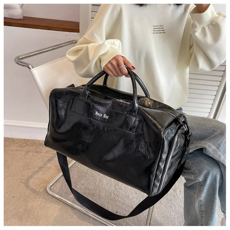 White PU Leather Travel Bag for Men Large Capacity — feature 7