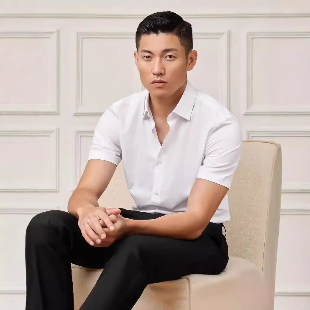 Men's White Twill Short-Sleeve Business Shirt - Image 7