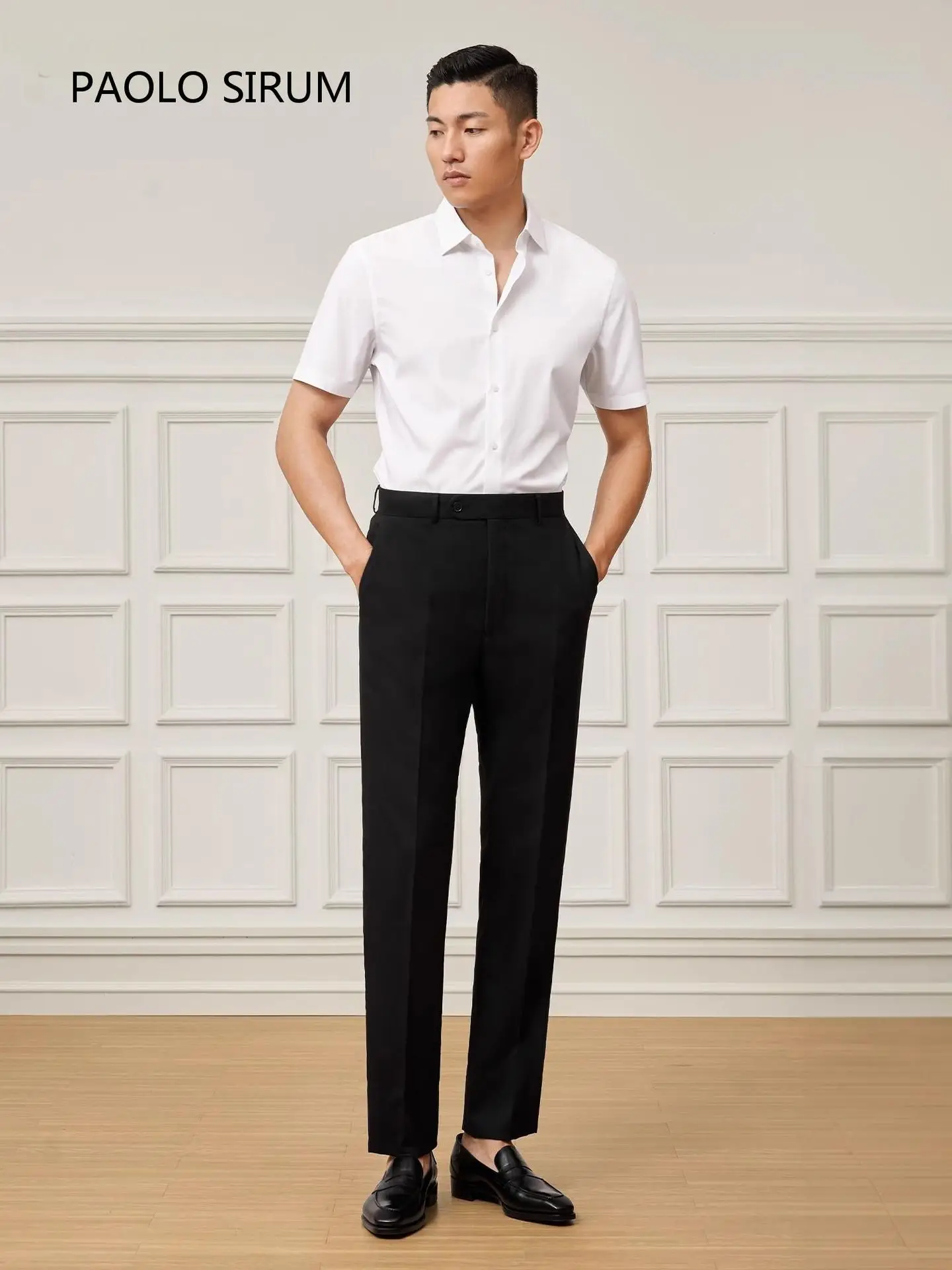Men's White Twill Short-Sleeve Business Shirt — feature 16