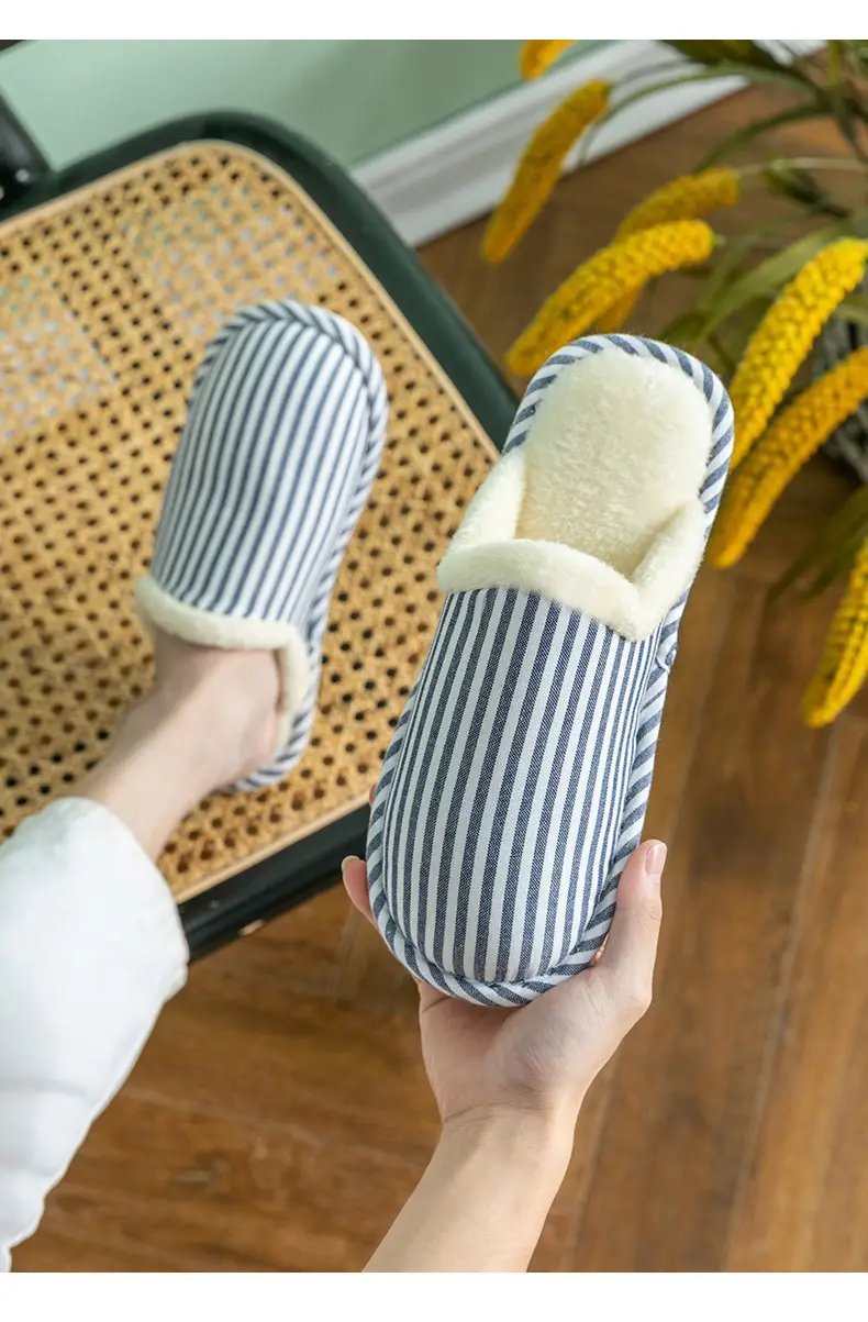 Cixi Cotton Slippers for Women Spring & Fall Home Use Winter Indoor Non-slip Home Warm Winter Plush Couple Men — feature 16