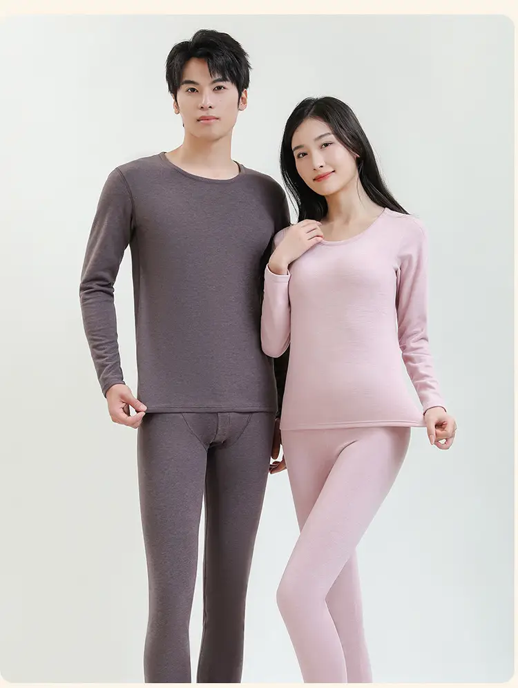 Women's Pink Cashmere Silk Pajama Set Warm Double Sided — feature 29