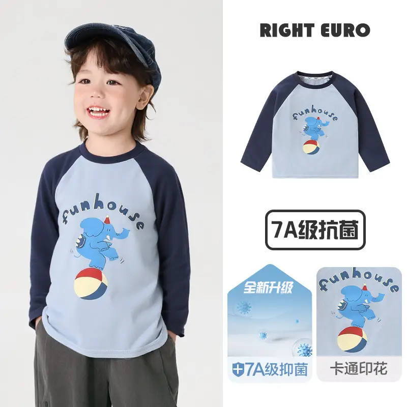 Right-Euro Boys Cotton Long Sleeve T-Shirt Green White 7A - Image 6