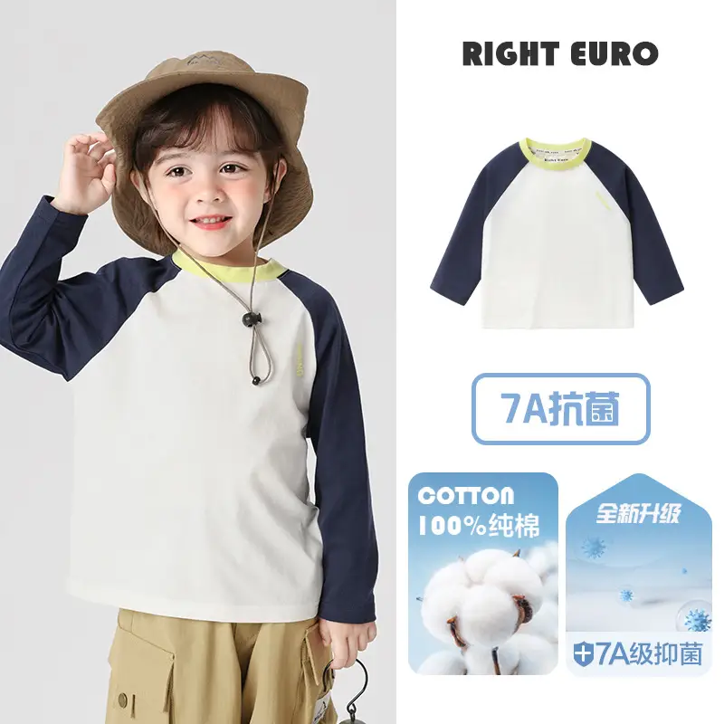 Right-Euro Boys Cotton Long Sleeve T-Shirt Green White 7A - Image 7