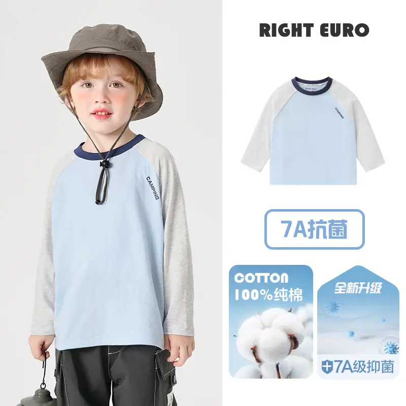 Right-Euro Boys Cotton Long Sleeve T-Shirt Green White 7A - Image 8