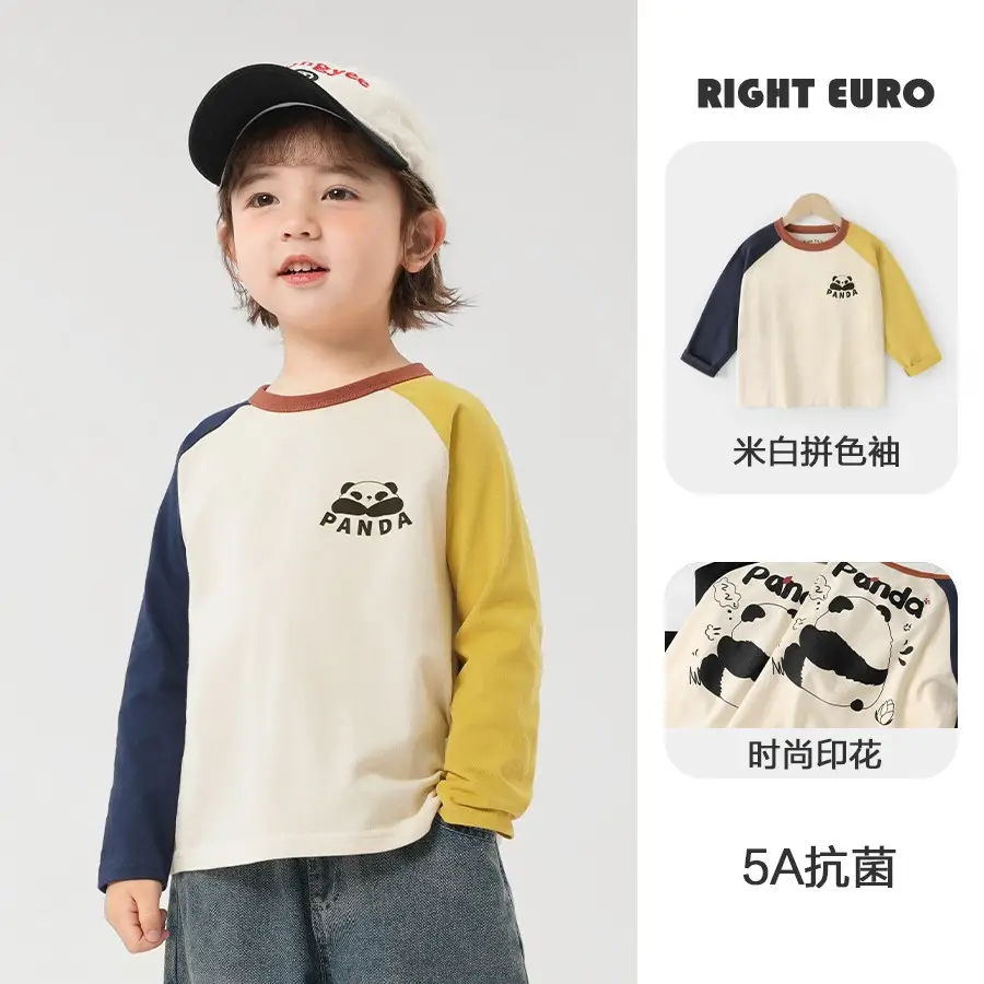 Right-Euro Boys Cotton Long Sleeve T-Shirt Green White 7A - Image 11