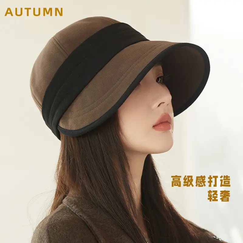 Women's Warm Fisherman Hat Brown Black Cap Autumn Winter - Image 3