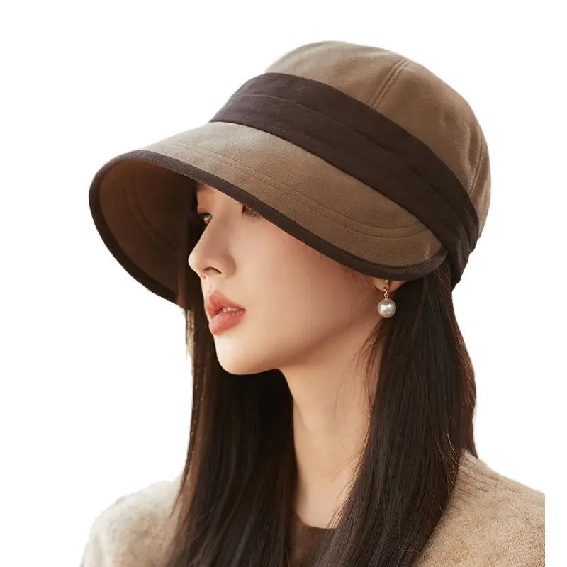 Women's Warm Fisherman Hat Brown Black Cap Autumn Winter - Image 6