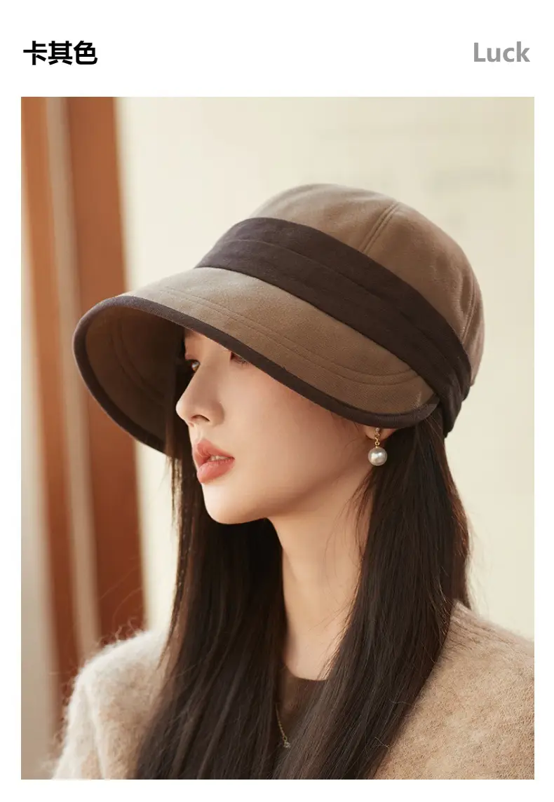 Women's Warm Fisherman Hat Brown Black Cap Autumn Winter — feature 13