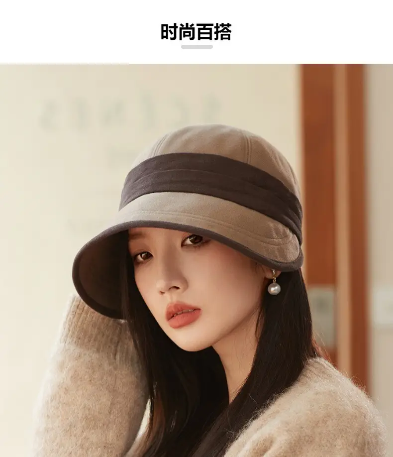 Women's Warm Fisherman Hat Brown Black Cap Autumn Winter — feature 14