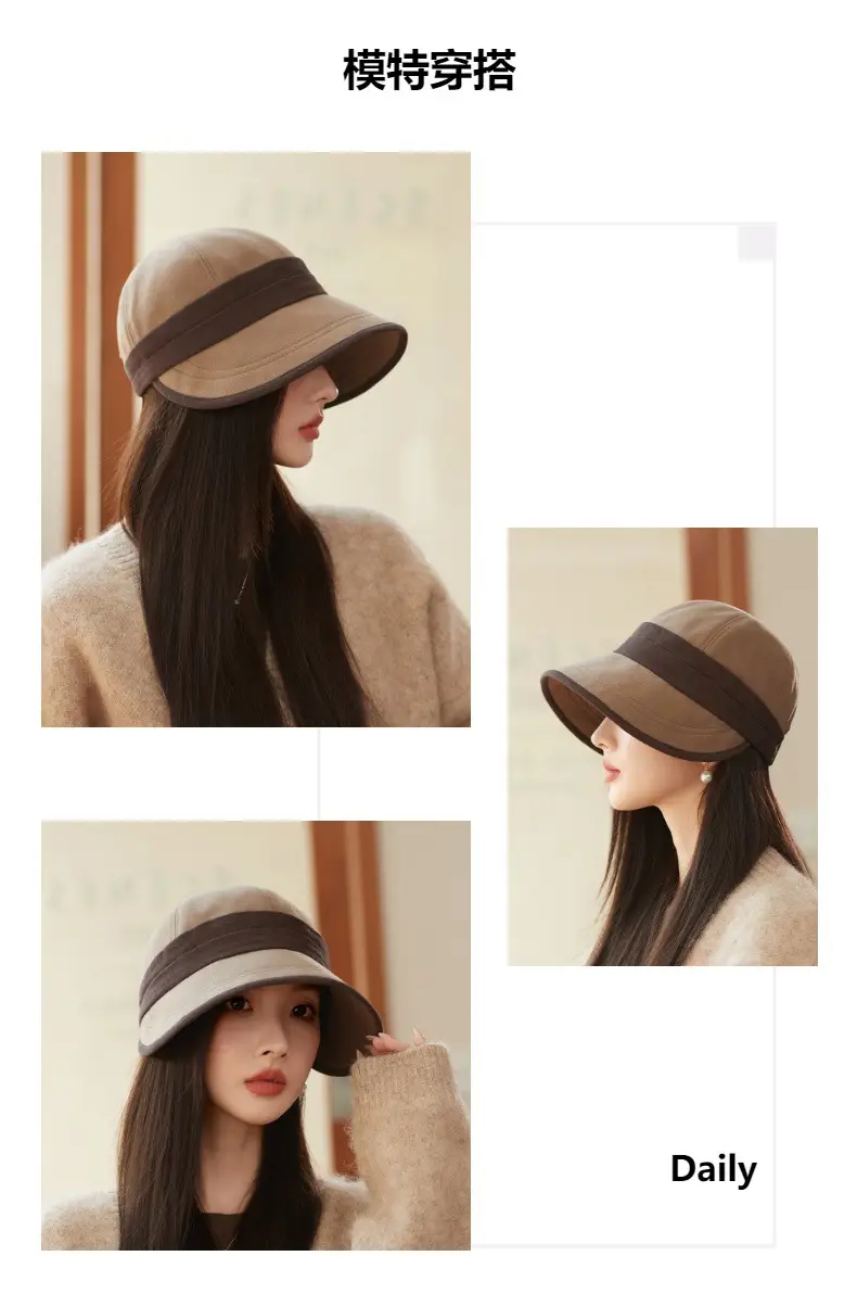 Women's Warm Fisherman Hat Brown Black Cap Autumn Winter — feature 15