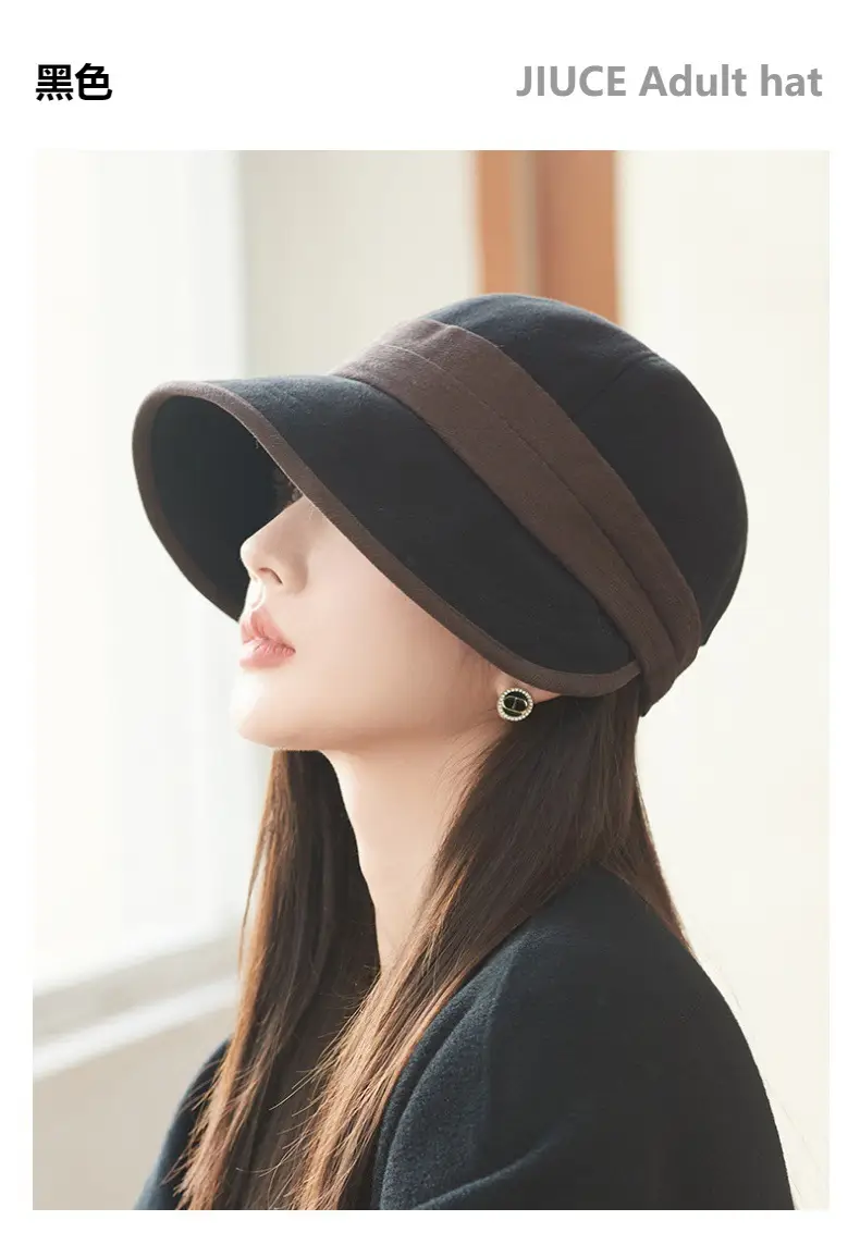 Women's Warm Fisherman Hat Brown Black Cap Autumn Winter — feature 7