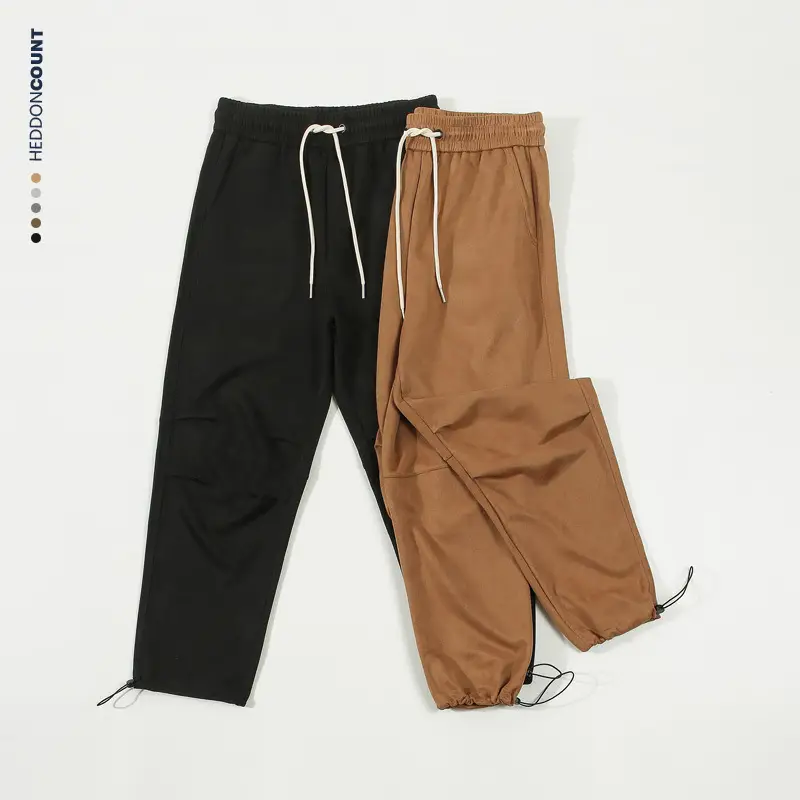Men's Black Suede Loose Straight Leg Pants - Image 8