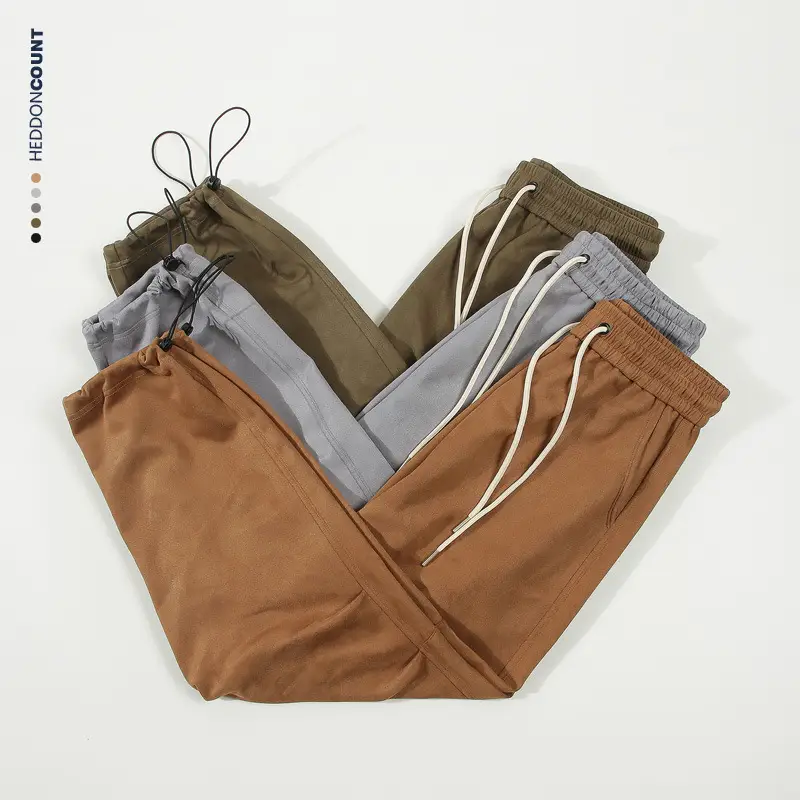 Men's Black Suede Loose Straight Leg Pants - Image 9