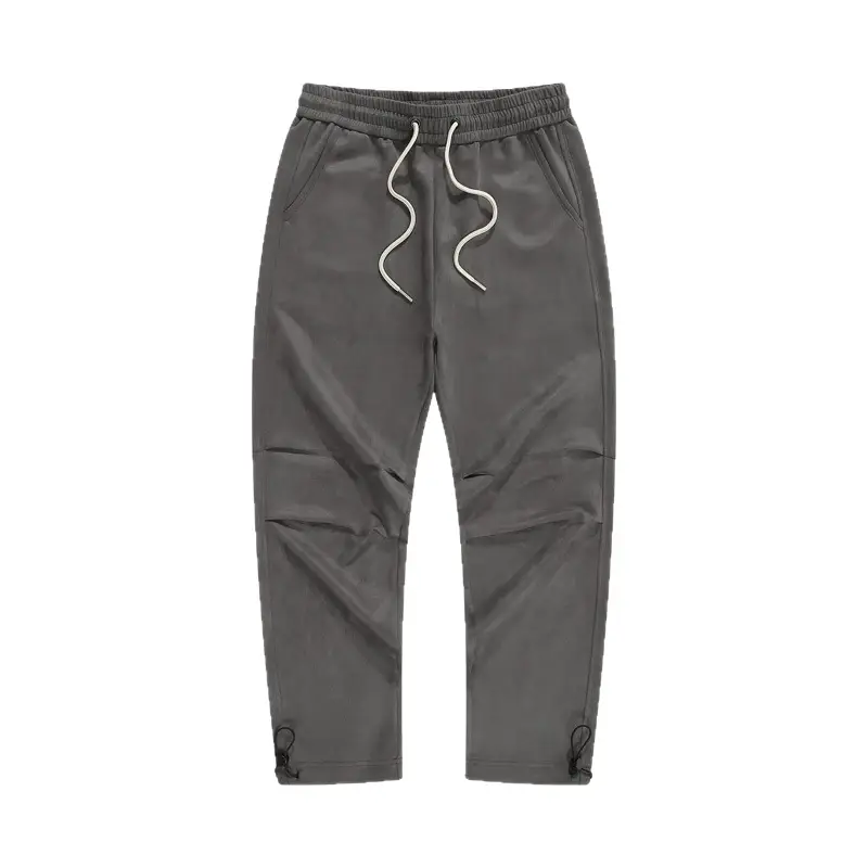 Men's Black Suede Loose Straight Leg Pants - Image 10