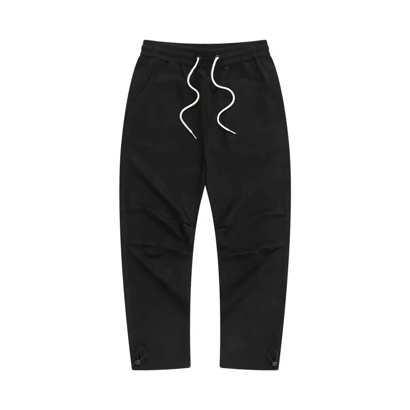 Men's Black Suede Loose Straight Leg Pants - Image 2