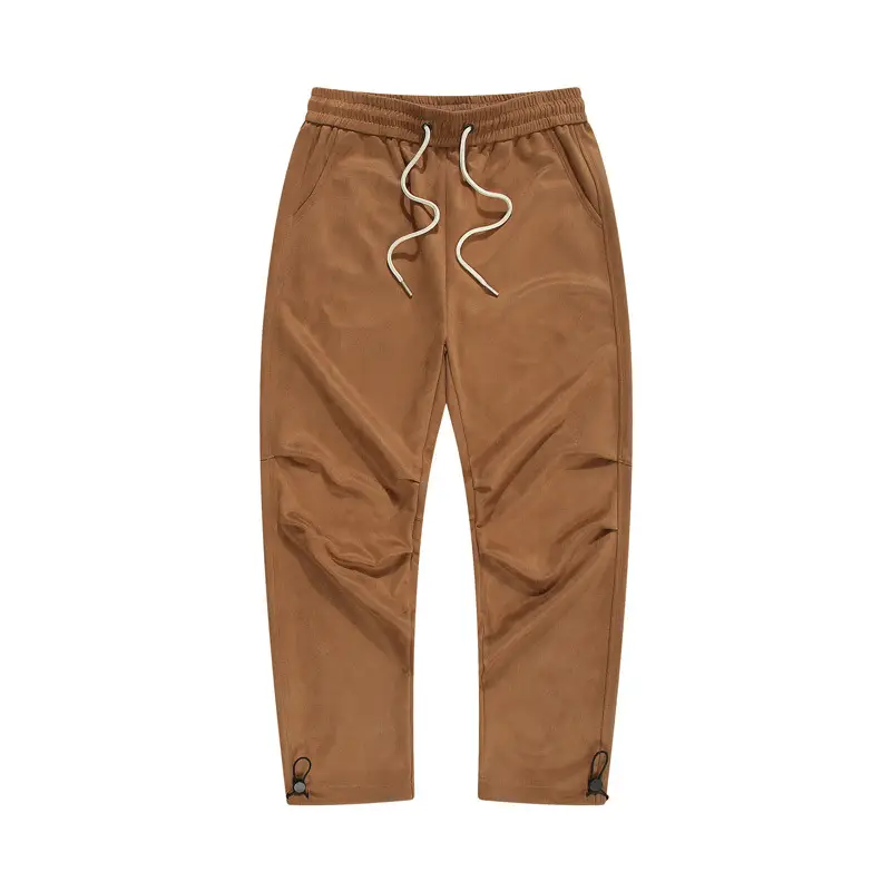 Men's Black Suede Loose Straight Leg Pants - Image 4