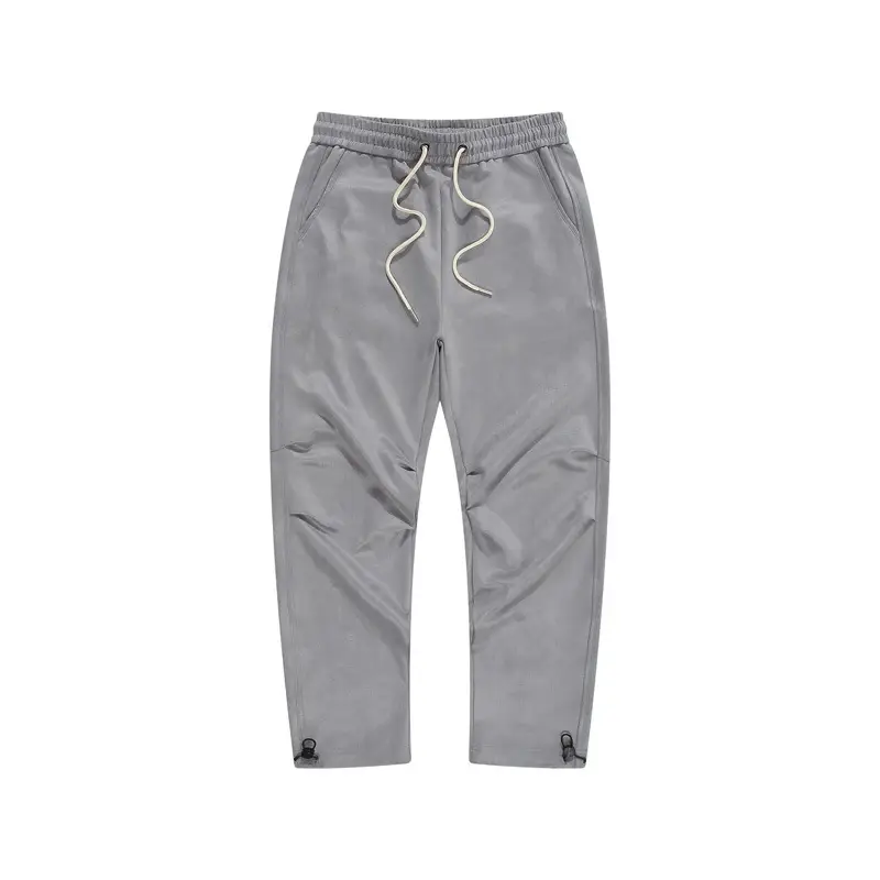 Men's Black Suede Loose Straight Leg Pants - Image 5