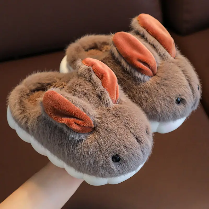Children's cotton slippers winter boys and girls cartoon cute shark personality home warm padded plush slippers wholesale