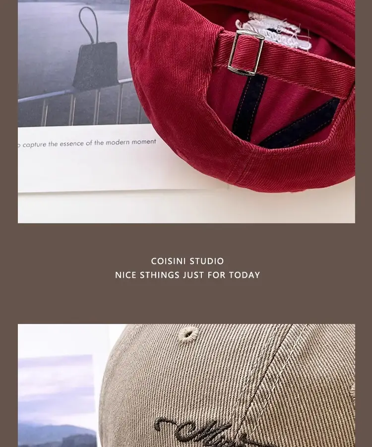 American Vintage Cap Wine Red Letter Embroidered — feature 11