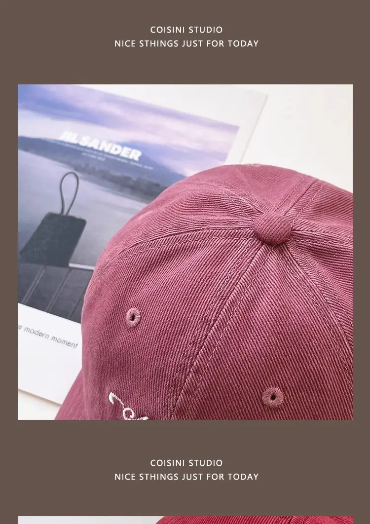 American Vintage Cap Wine Red Letter Embroidered — feature 8