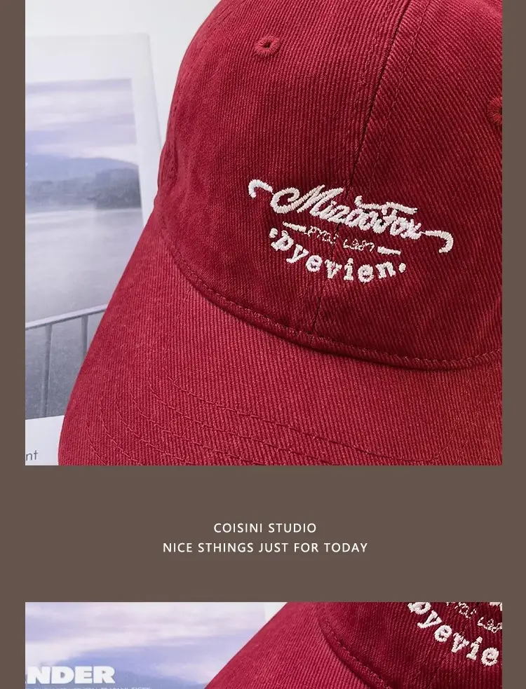 American Vintage Cap Wine Red Letter Embroidered — feature 9