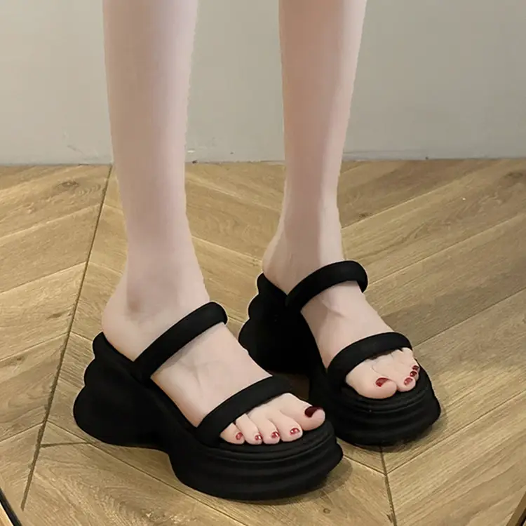 Thick-soled height-increasing sandals and slippers for women's 2025 summer latest outdoor wear fashionable all-match casual small one-word sandals with sandals - Image 5