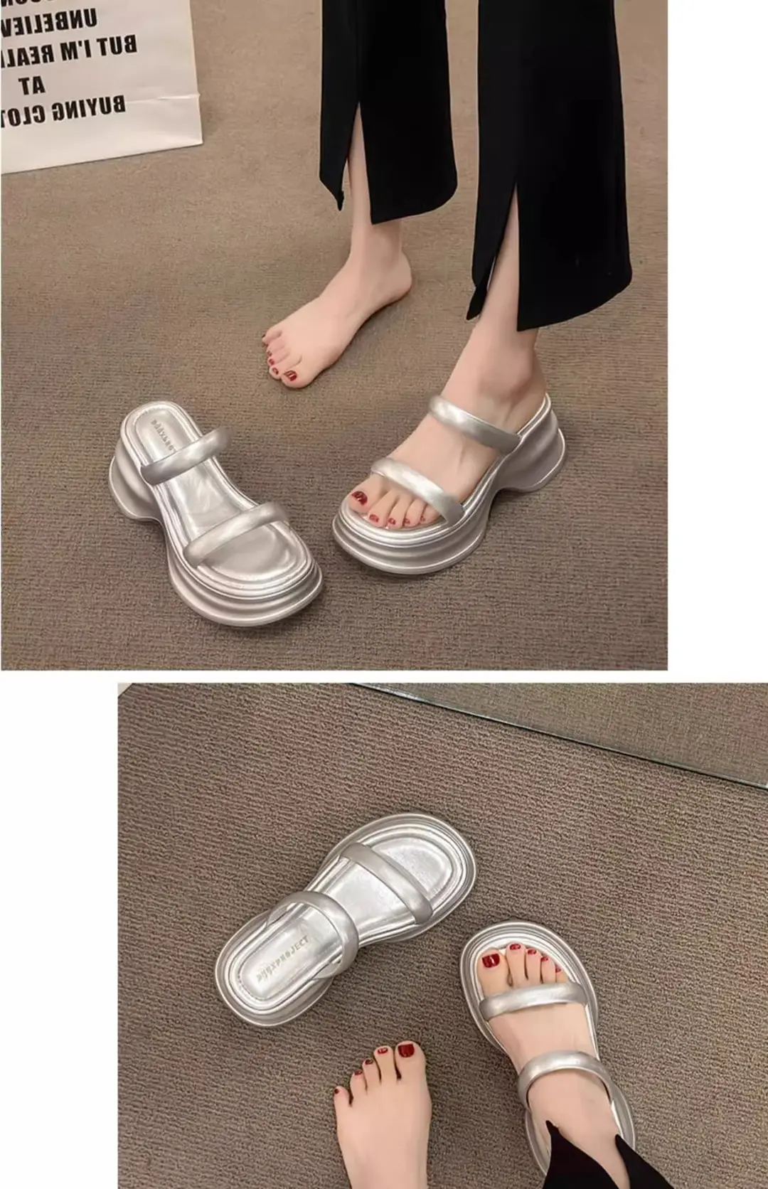 Thick-soled height-increasing sandals and slippers for women's 2025 summer latest outdoor wear fashionable all-match casual small one-word sandals with sandals — feature 10