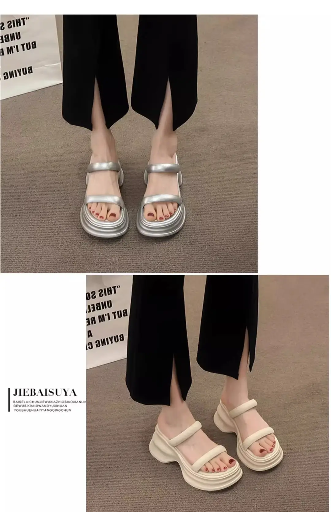 Thick-soled height-increasing sandals and slippers for women's 2025 summer latest outdoor wear fashionable all-match casual small one-word sandals with sandals — feature 12