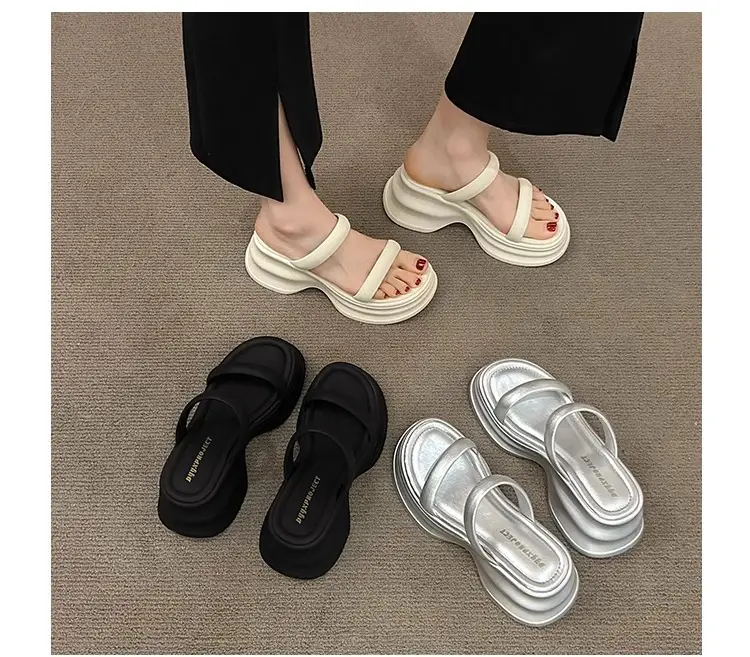 Thick-soled height-increasing sandals and slippers for women's 2025 summer latest outdoor wear fashionable all-match casual small one-word sandals with sandals — feature 14