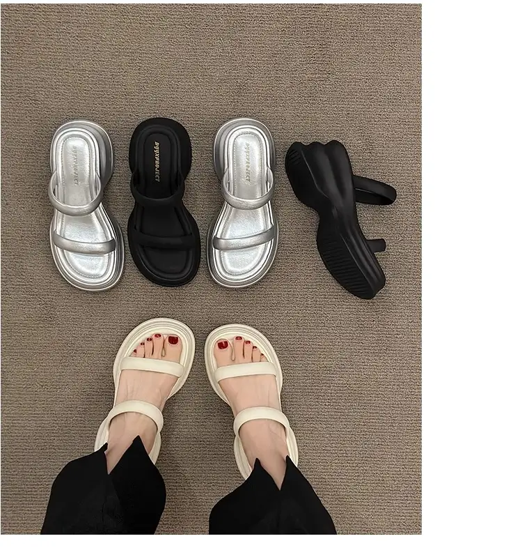 Thick-soled height-increasing sandals and slippers for women's 2025 summer latest outdoor wear fashionable all-match casual small one-word sandals with sandals — feature 16