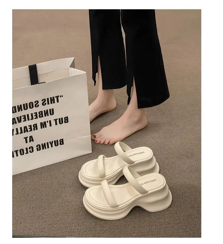 Thick-soled height-increasing sandals and slippers for women's 2025 summer latest outdoor wear fashionable all-match casual small one-word sandals with sandals — feature 17