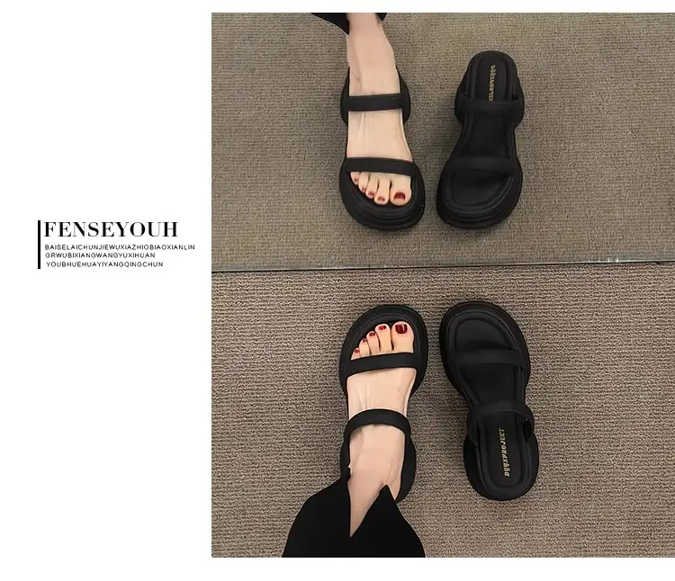 Thick-soled height-increasing sandals and slippers for women's 2025 summer latest outdoor wear fashionable all-match casual small one-word sandals with sandals — feature 18
