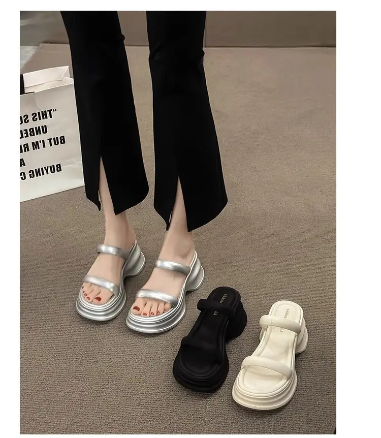 Thick-soled height-increasing sandals and slippers for women's 2025 summer latest outdoor wear fashionable all-match casual small one-word sandals with sandals — feature 8