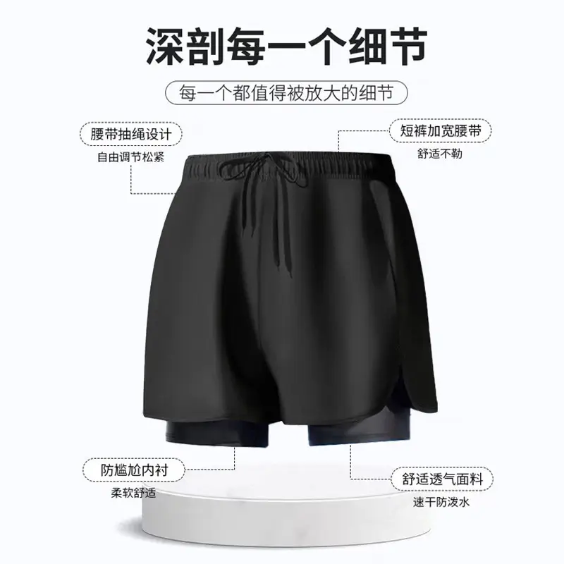 in stock swimming trunks men's anti-embarrassment new quick-drying plus size boxer swimsuit professional hot spring swimming full set of equipment