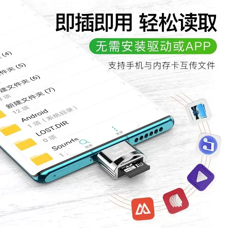 Type-C USB 2.0 Micro USB Keychain Reader Blue — feature 16