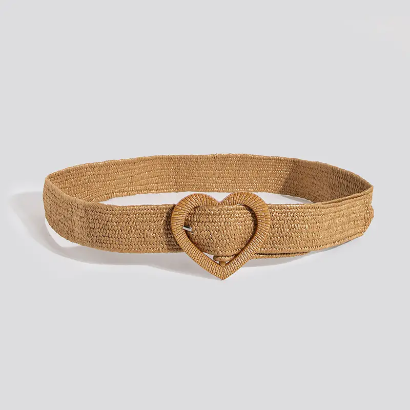 Natural Pastoral Stretch Belt with Love Buckle for Women - Image 4