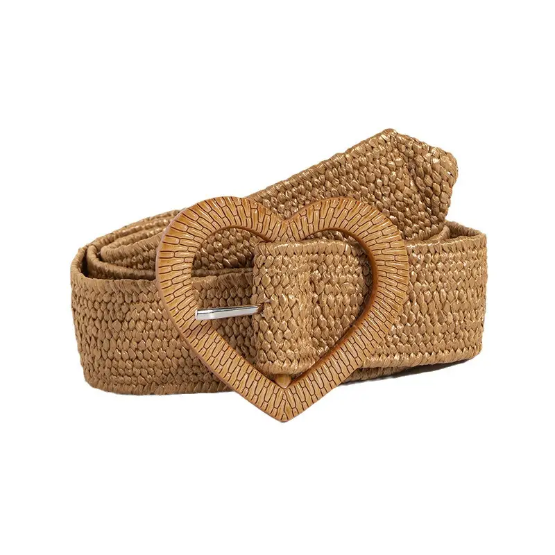 Natural Pastoral Stretch Belt with Love Buckle for Women - Image 6