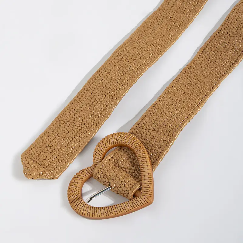 Natural Pastoral Stretch Belt with Love Buckle for Women — feature 8