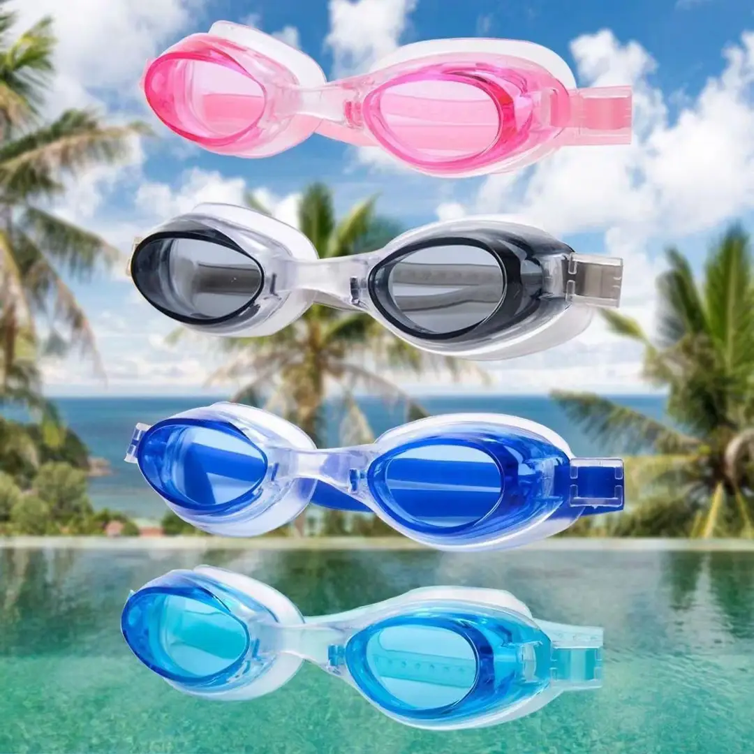 Factory direct selling adult children swimming glasses anti-fog swimming goggles flat professional diving goggles swimming cap swimming equipment