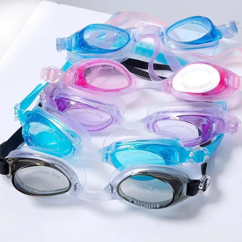 Factory direct selling adult children swimming glasses anti-fog swimming goggles flat professional diving goggles swimming cap swimming equipment