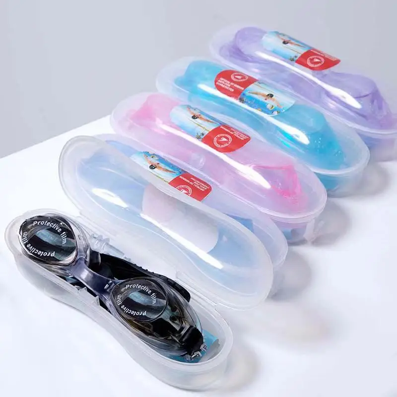 Factory direct selling adult children swimming glasses anti-fog swimming goggles flat professional diving goggles swimming cap swimming equipment — feature 7