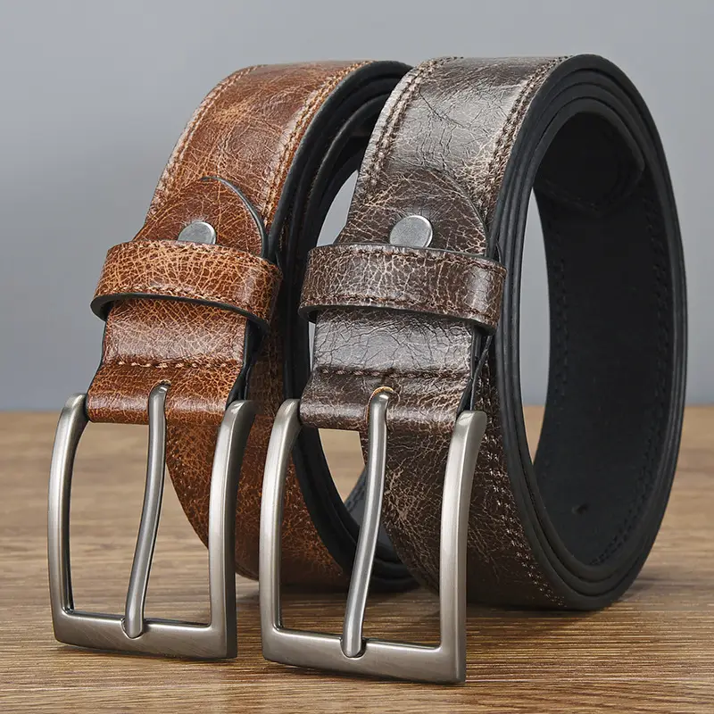 Men's Brown Croc Leather Belt with Silver Buckle 2026 - Image 6