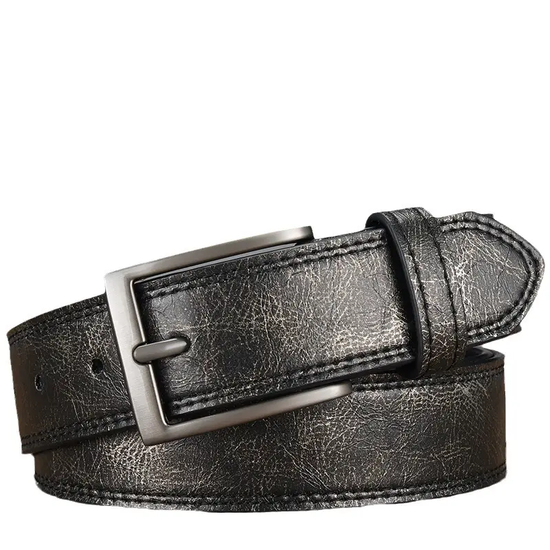 Men's Brown Croc Leather Belt with Silver Buckle 2026 - Image 9
