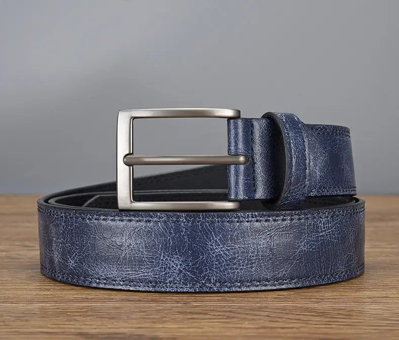 Men's Brown Croc Leather Belt with Silver Buckle 2026 — feature 11