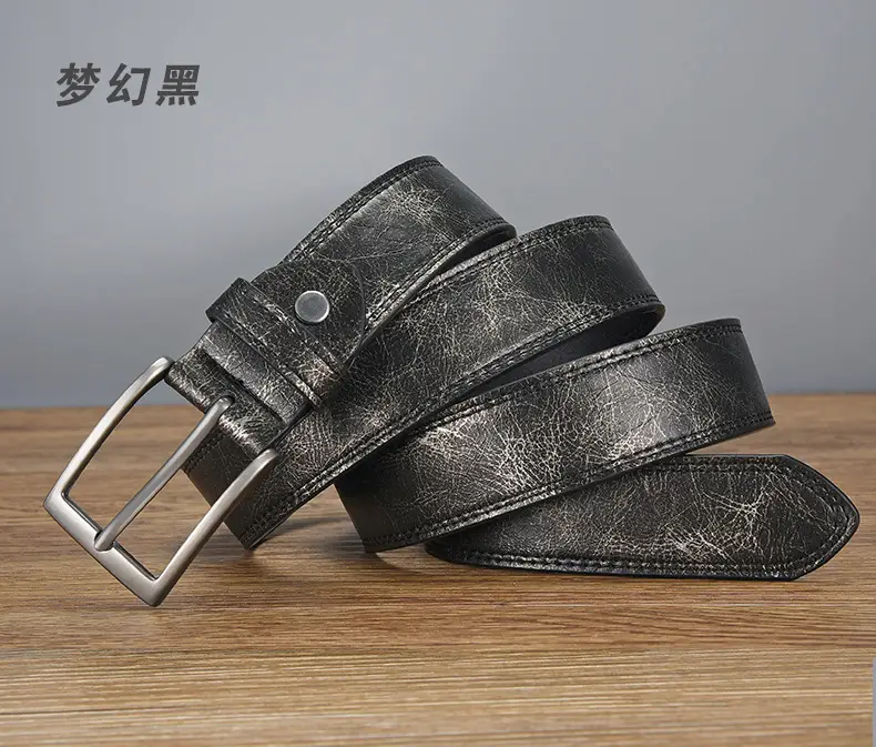Men's Brown Croc Leather Belt with Silver Buckle 2026 — feature 2