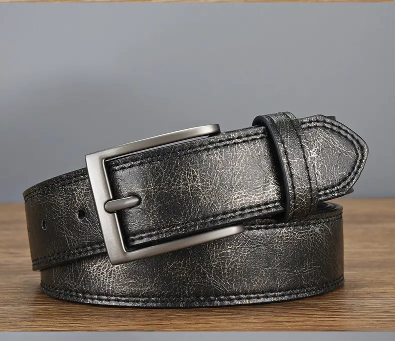 Men's Brown Croc Leather Belt with Silver Buckle 2026 — feature 3