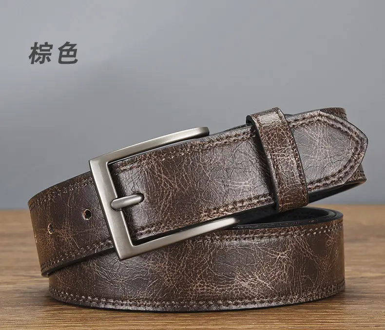Men's Brown Croc Leather Belt with Silver Buckle 2026 — feature 5