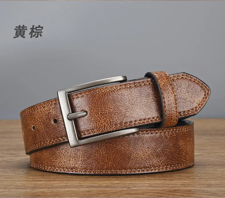 Men's Brown Croc Leather Belt with Silver Buckle 2026 — feature 7