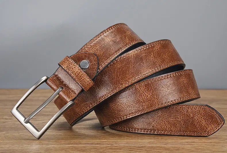 Men's Brown Croc Leather Belt with Silver Buckle 2026 — feature 8